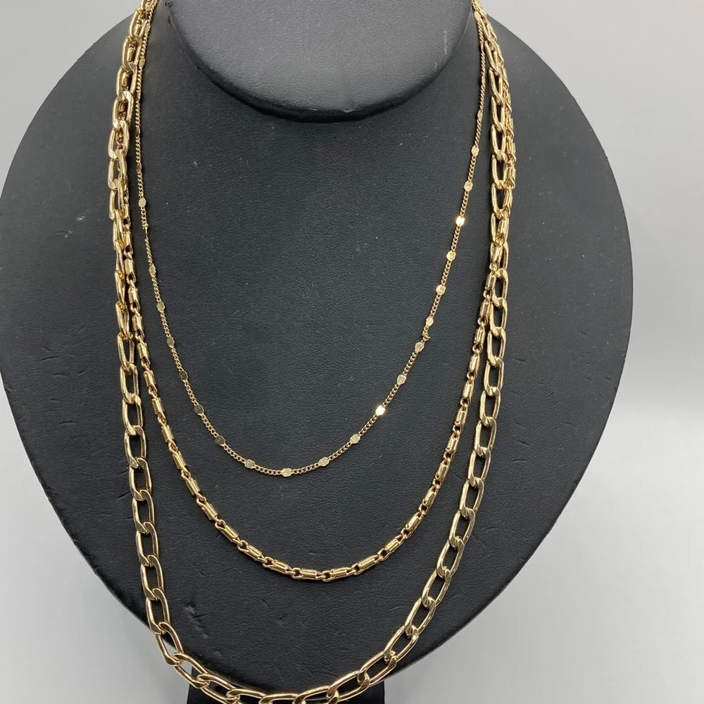 Triple Chain Multi Gold Tone Finish Lobster Claw‎ 18